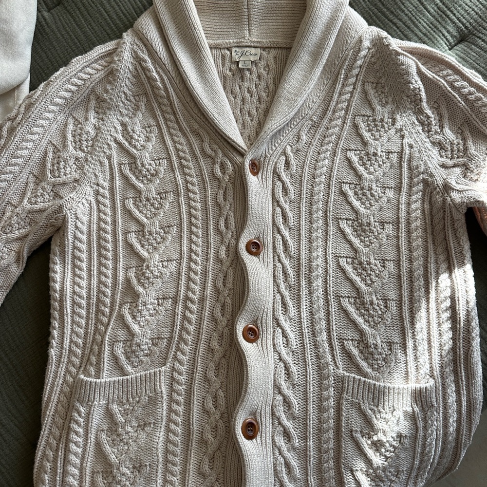 JCrew Men's Cream Cable Knit Sweater